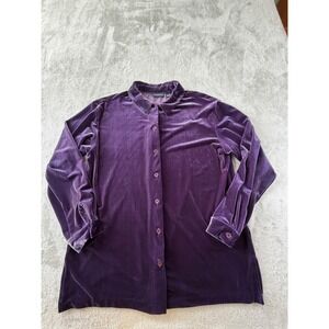 Bridgetown Collection Button Up Women XL Purple Velvet Long Sleeve Shirt